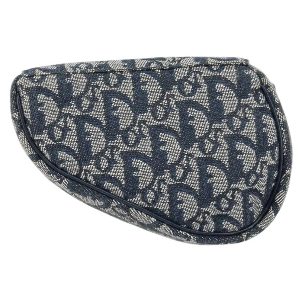 Authentic Christian Dior Trotter Canvas Saddle Pouch Navy Gold bst432-112825 - Picture 3 of 16